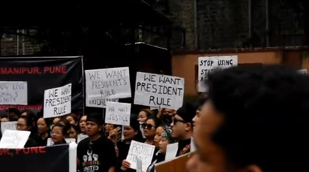 Manipur violence: KSO stages protest in Pune