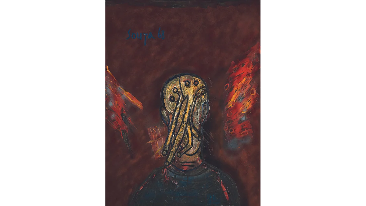 F.N. Souza
Mutation, 1968
Oil & mixed media on board
48h x 36w in