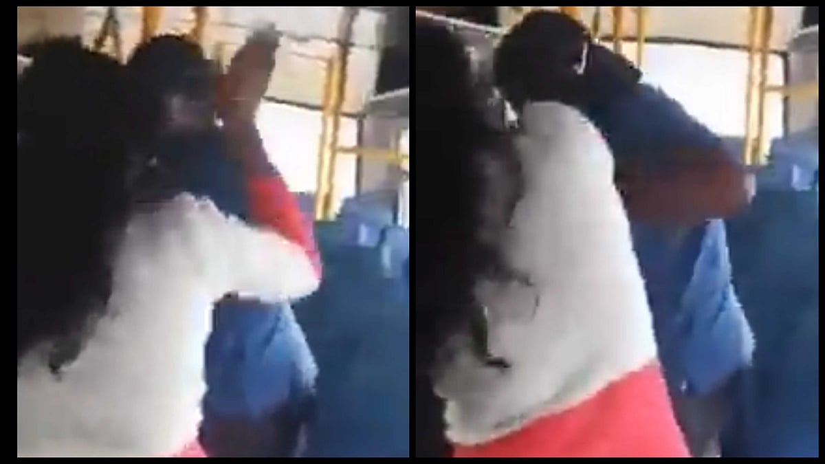 On Camera: Brave woman beats up man for harassment onboard a bus in Karnataka's Mandya