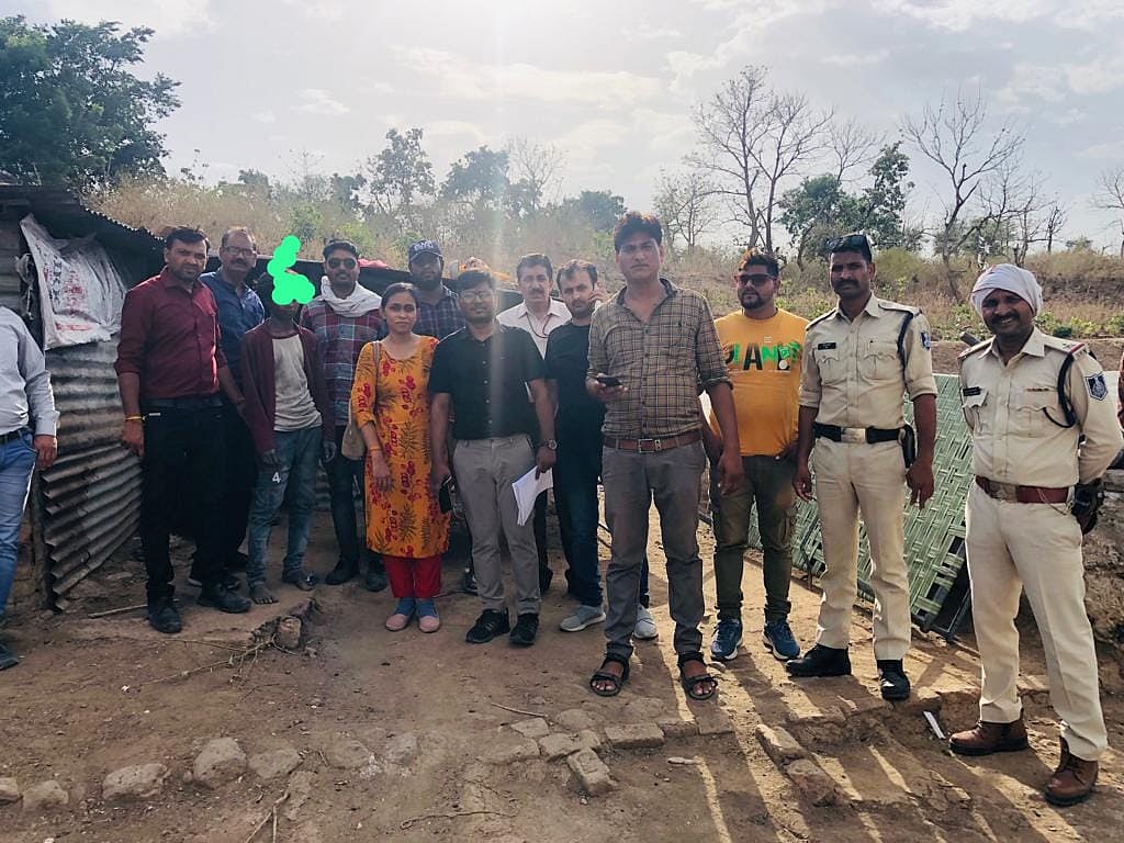 Rescue team along with the children
