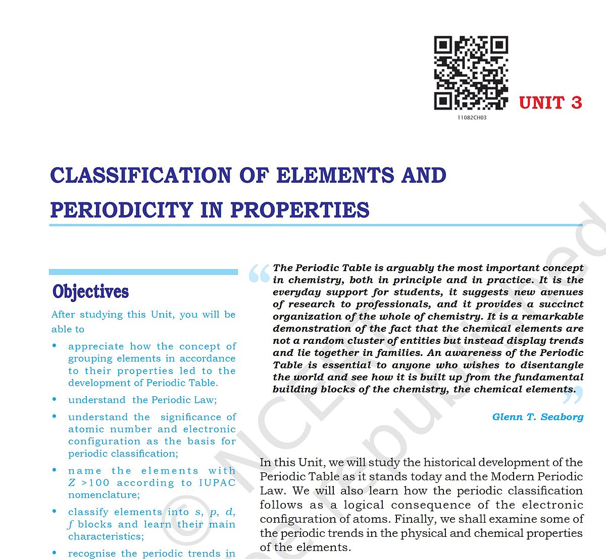 Periodic table in class 11th textbooks