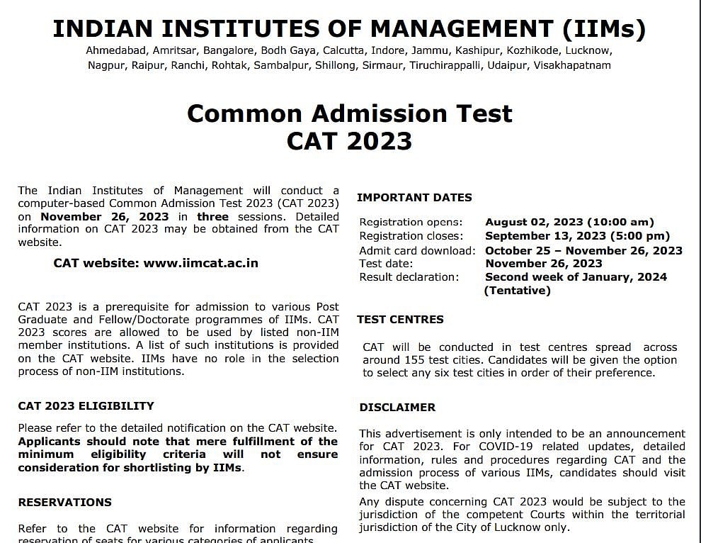 CAT 2023 notification