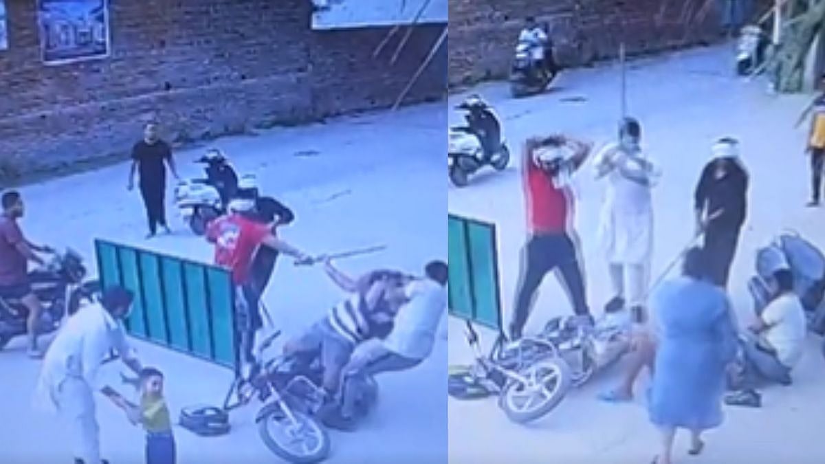 Punjab Crime: 6 Bike-Borne Men Thrash Father With Sticks In Front Of Crying Son Near Mansa School; Chilling Visuals Surface | Twitter (X): Gagandeep Singh