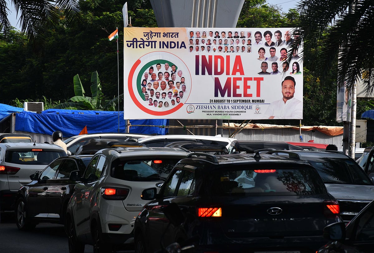 INDIA meet banners in Santacruz.
