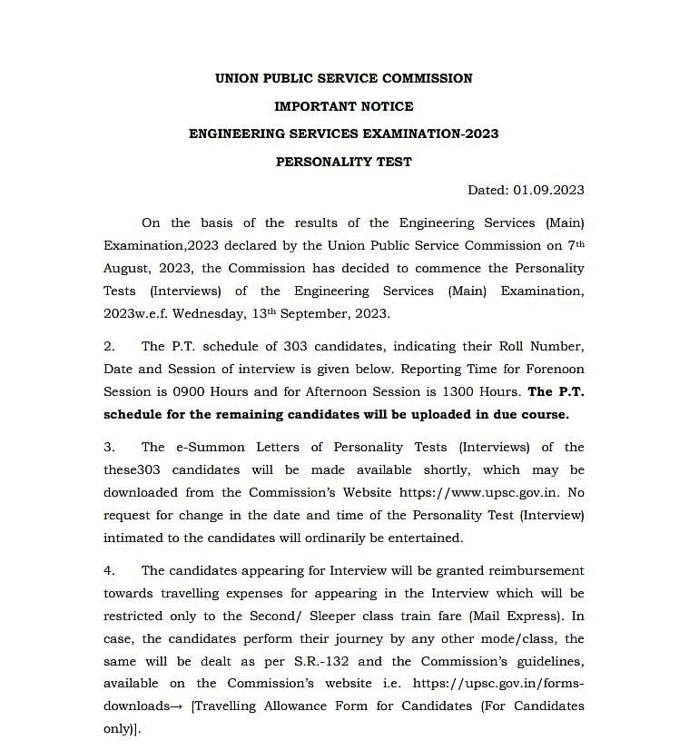 UPSC ESE 2023 interview notification 2023