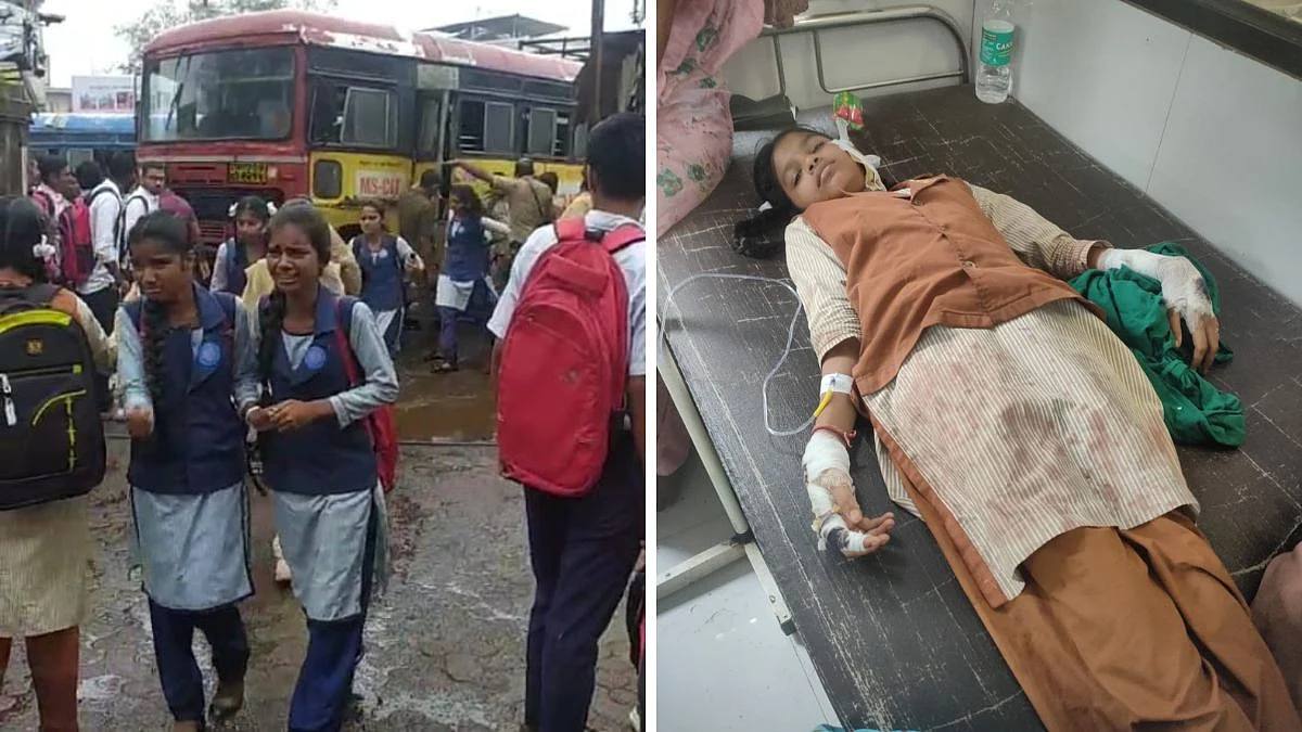 Palghar: 47 Students Among 55 Passengers Injured In ST Bus-Truck Collision Near Wada; Visuals Surface