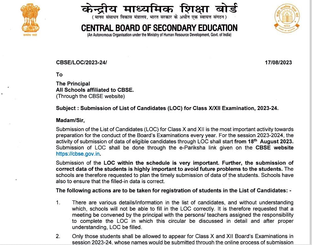 Cbse Board Exams 2023 Cbse Releases Notice Regarding Preparation For
