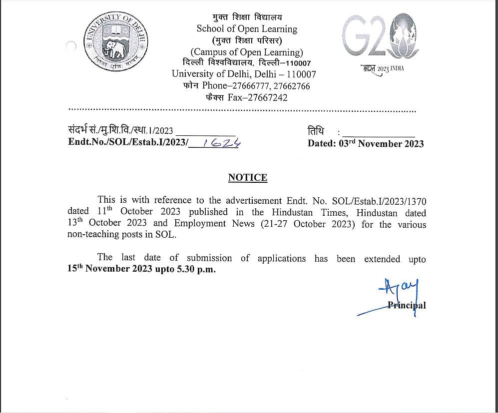 SOL, DU Recruitment 2023