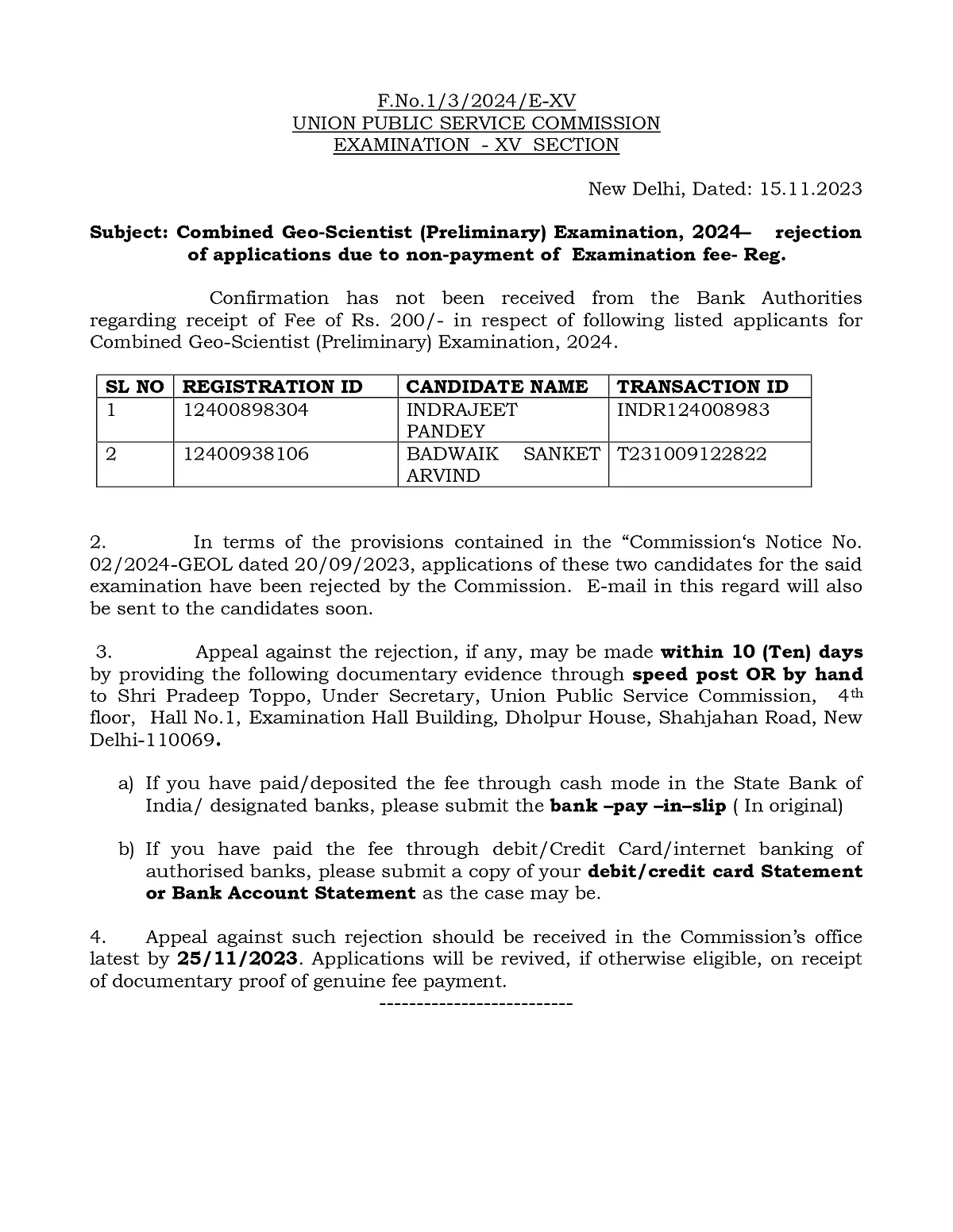 Official Notice