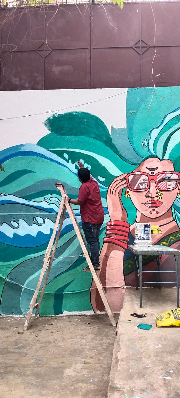 A mural on the wall adjoining the steps of St. Stephen's Steps