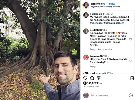 Djokovic revealed that he meditates under the tree to prepare himself for the Australian Open each year