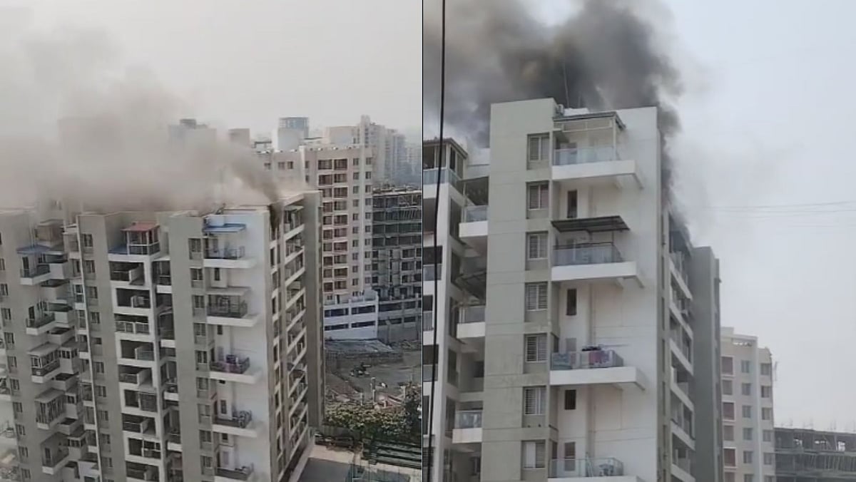 VIDEO: Major Fire Breaks On 11th Floor Of Residential Building Near Delhi Public School In Pune's Mohammadwadi | 