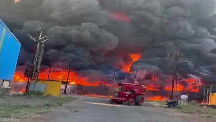 Video: Massive Fire Engulfs MIDC Factory In Nashik's Sinnar