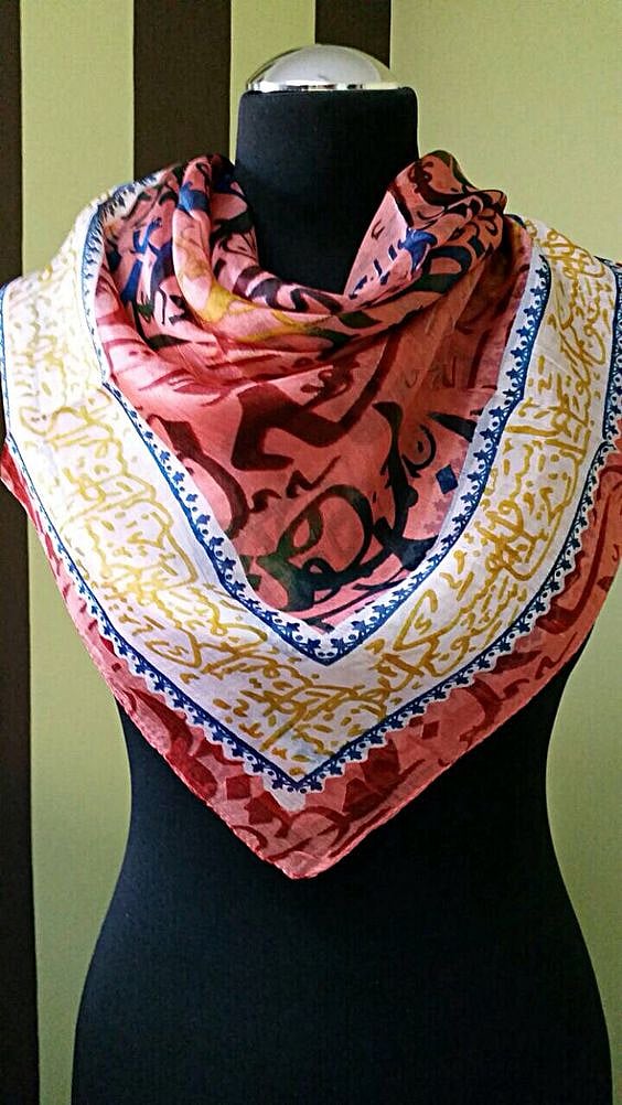 Scarf with calligraphy pattern