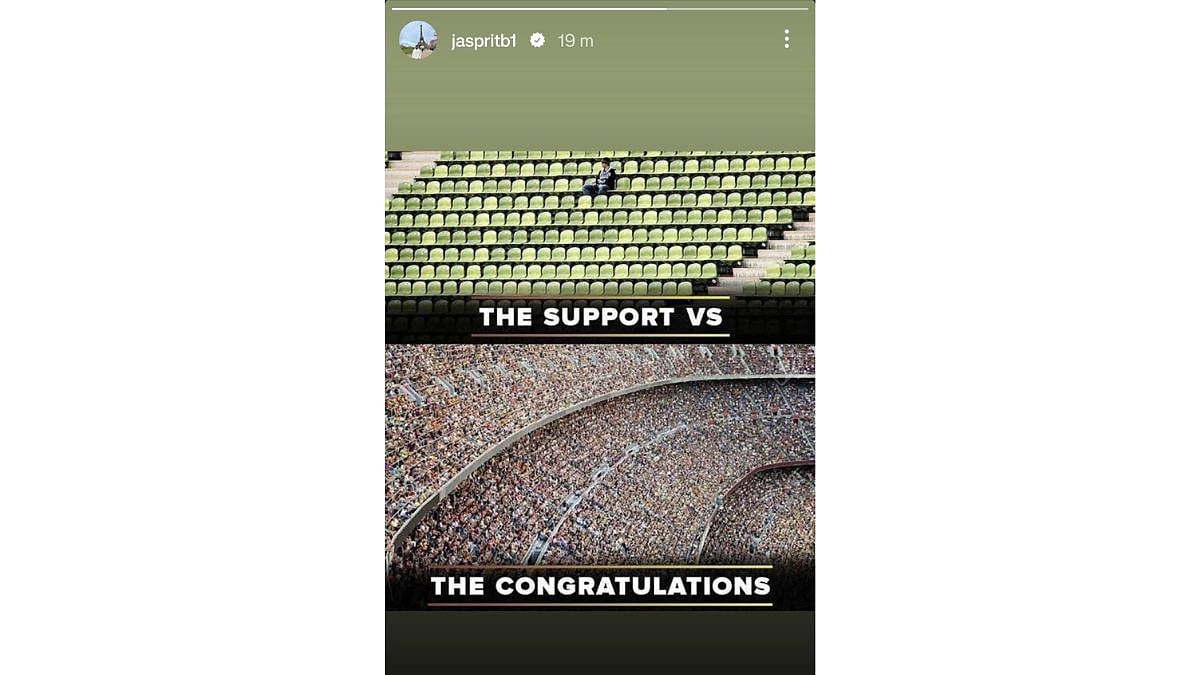 Jasprit Bumrah's Instagram story