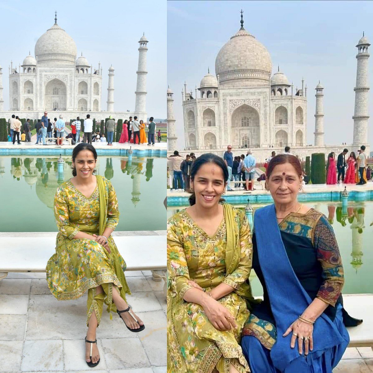 Photos: Badminton Star Saina Nehwal Visits Taj Mahal With Her Mother