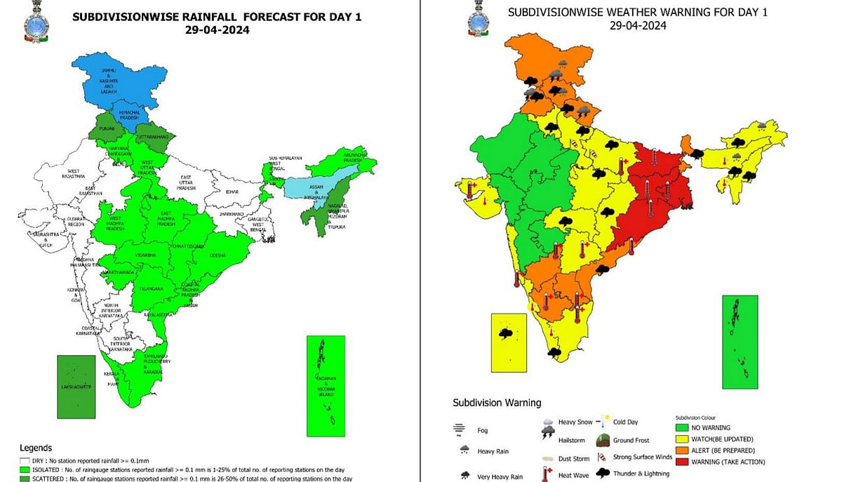 Weather forecast for April 29, 2024