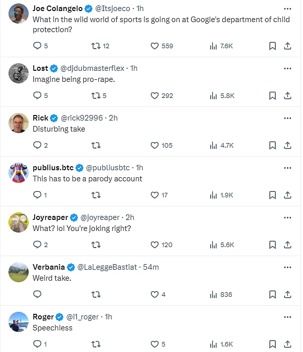 Here is a screengrab of reactions to her post