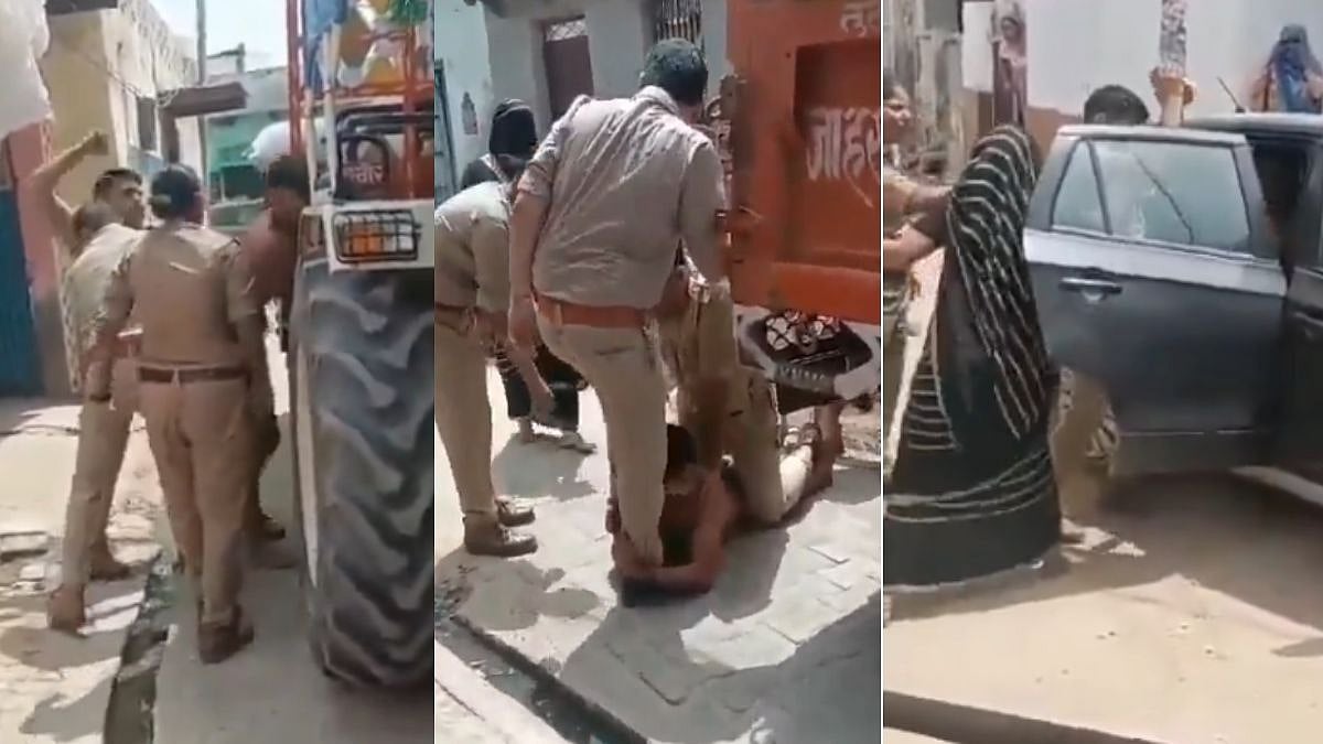 UP: Bare-Chested Man Thrashed Mercillesly By Cops With Brick After He 'Refuses' To Handover Self To Police In Mathura; Video Sparks Outrage