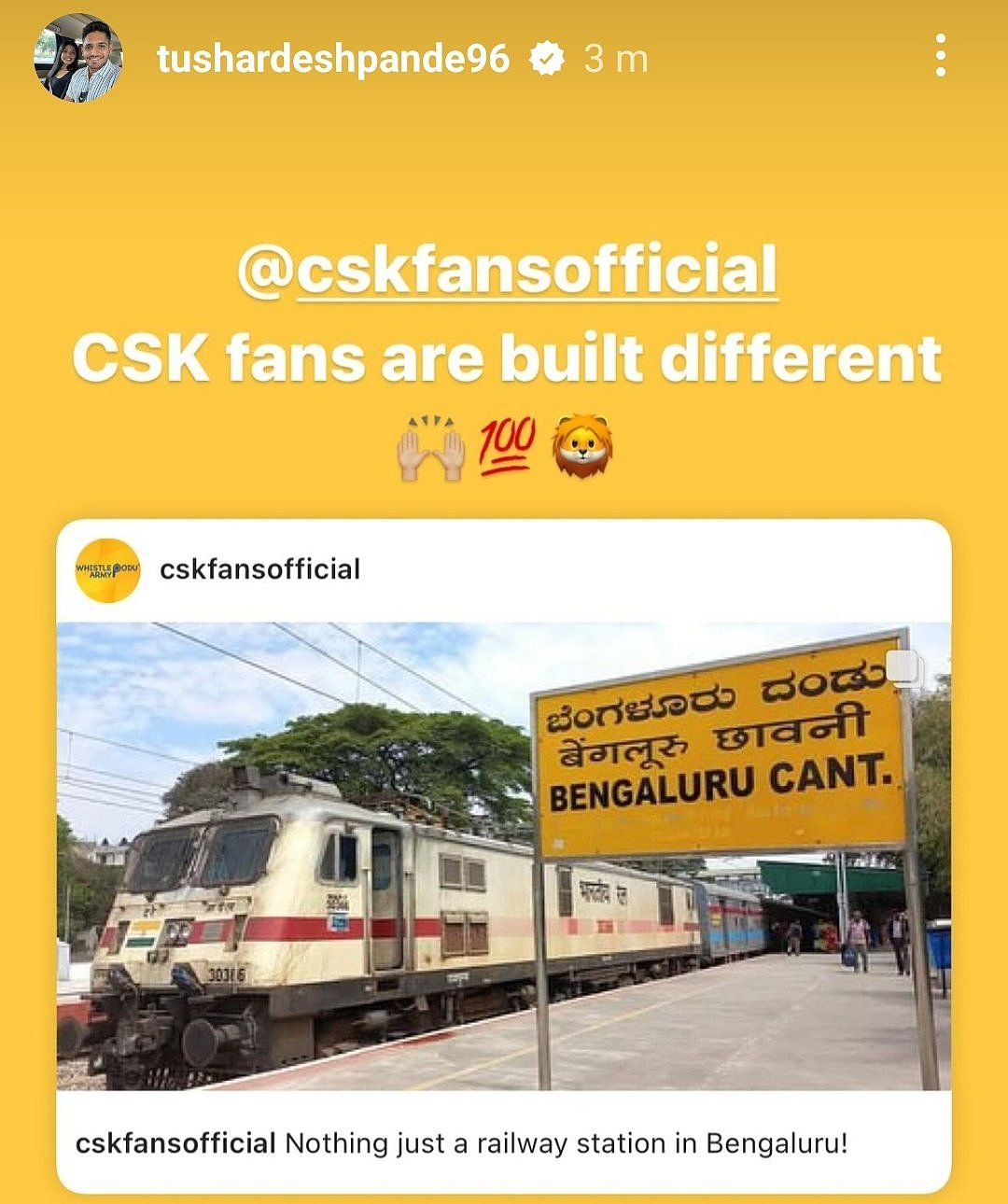 Tushar Deshpande's deleted Instagram story.