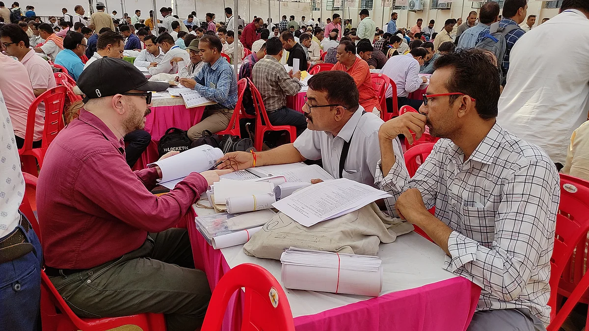 Polling staff in Ujjain