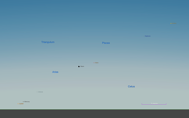 By June 5, Mercury has replaced Jupiter as the easternmost point in the planetary line.
