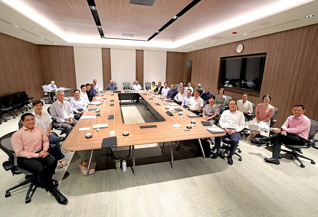Lawrence Wong at his first Cabinet meeting as Singapore PM. Photo courtesy: X/@LawrenceWongST