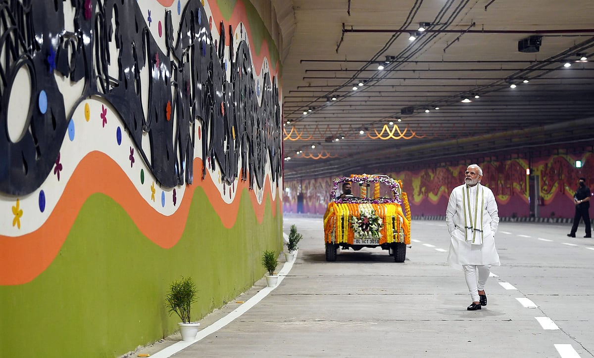 PM at the dedication ceremony of the main tunnel and five underpasses of Pragati Maidan Integrated Transit Corridor Project.