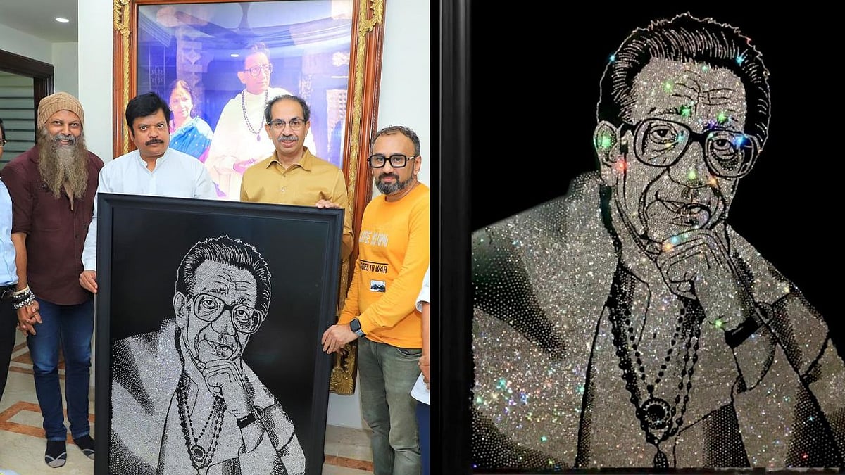 Mumbai: Shiv Sena (UBT) Chief Uddhav Thackeray Receives Diamond-Encrusted Portrait Of Balasaheb Thackeray On His Birthday | 