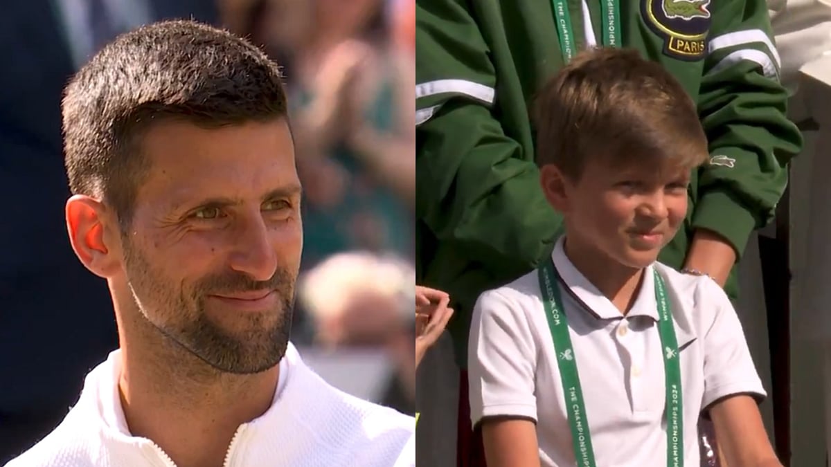 Novak Djokovic and his son. | (Credits: Twitter)