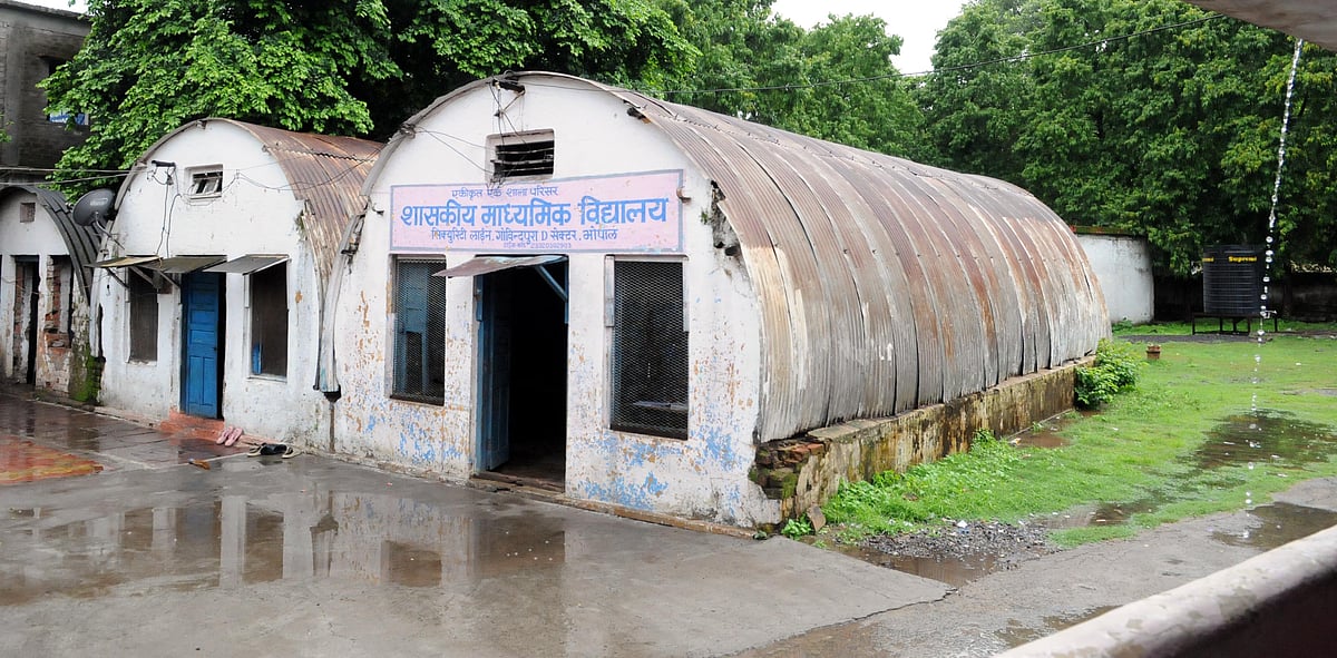 A part of the school building in Govindpura lies in a dilapidated state, adding to the woes in monsoon season. | 