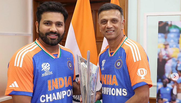 Rohit Sharma and Rahul Dravid. | (Credits: Instagram)