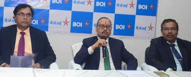 Rajneesh Karnatak, MD and CEO of BOI (Centre) address the media here on Friday. |