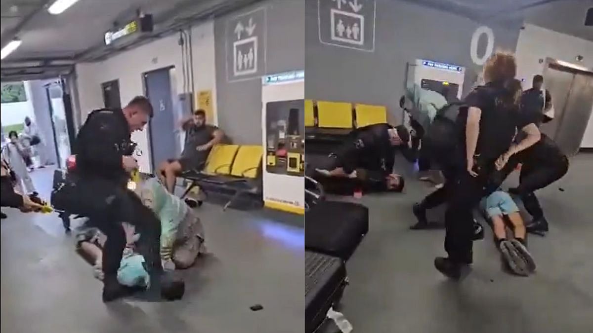 UK police officers seen brutally assaulting two Asian men at Manchester Airport | X