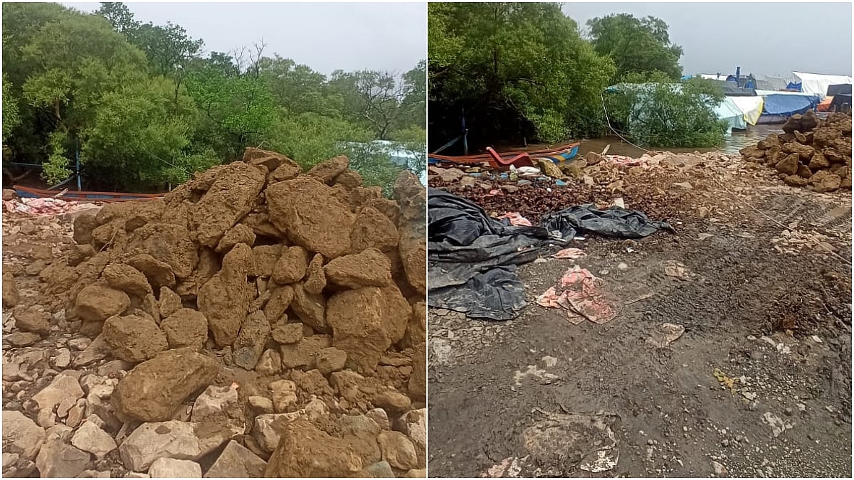 Mumbai: Residents Protest Against Illegal Dumping Of Stones And Mud Into Mangroves Near Manori Jetty | 