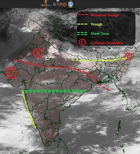 Monsoon Trough's lines upward shift resulting in rain activities in eastern parts mostly.