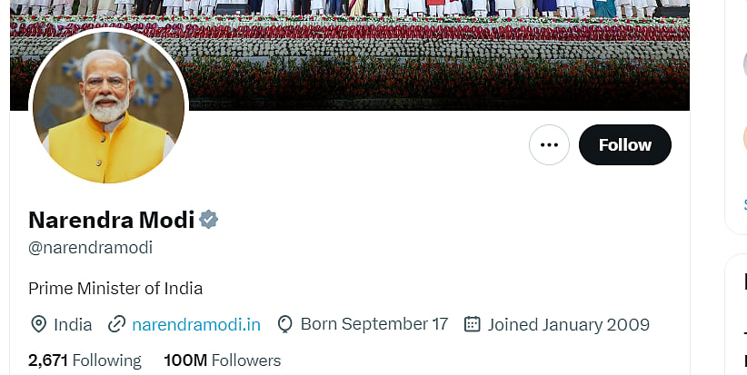 PM Modi Hits 100 Million Followers On X, Becomes Most Followed World Leader