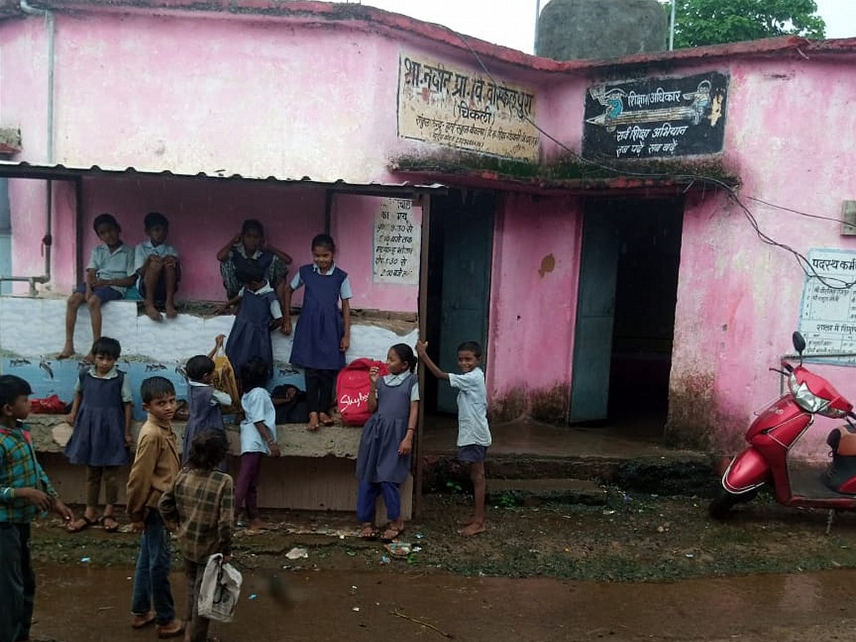 Students outside the school |