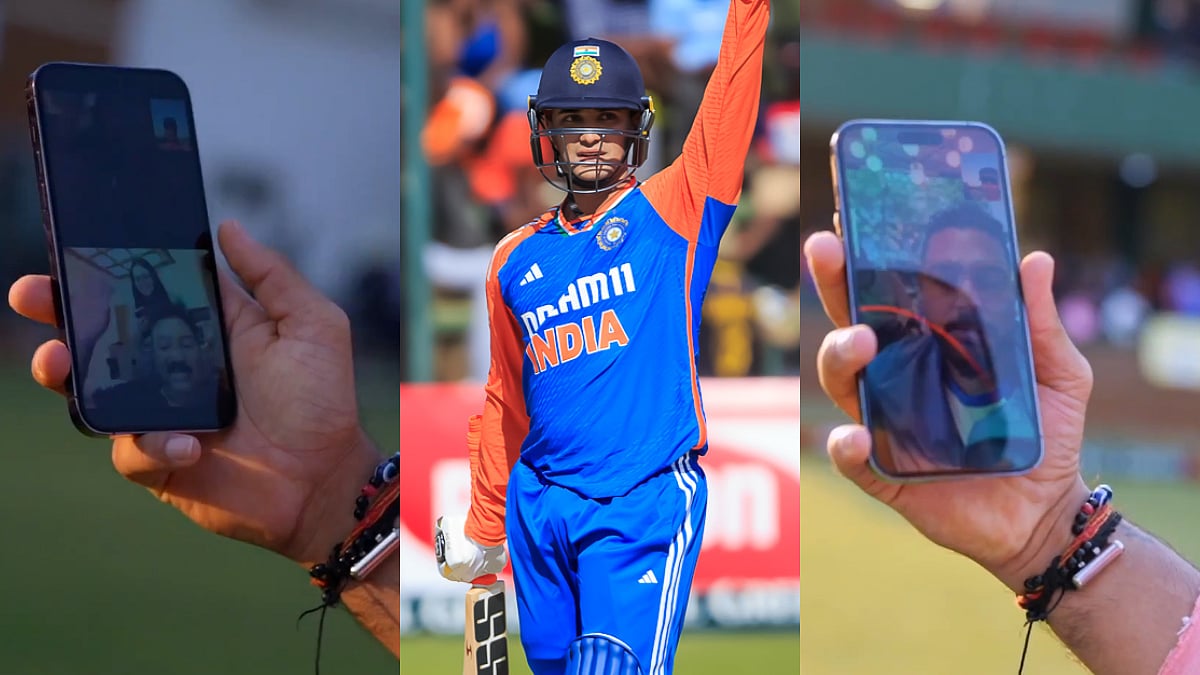 Abhishek Sharma's video call with his family and Yuvraj Singh  | Credits: BCCI Twitter 