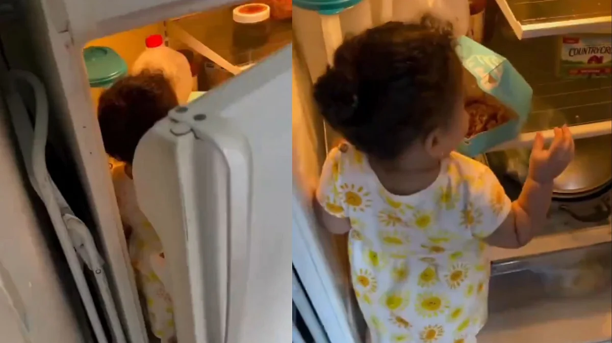 Little Girl Sneaking Into Refrigerator | X