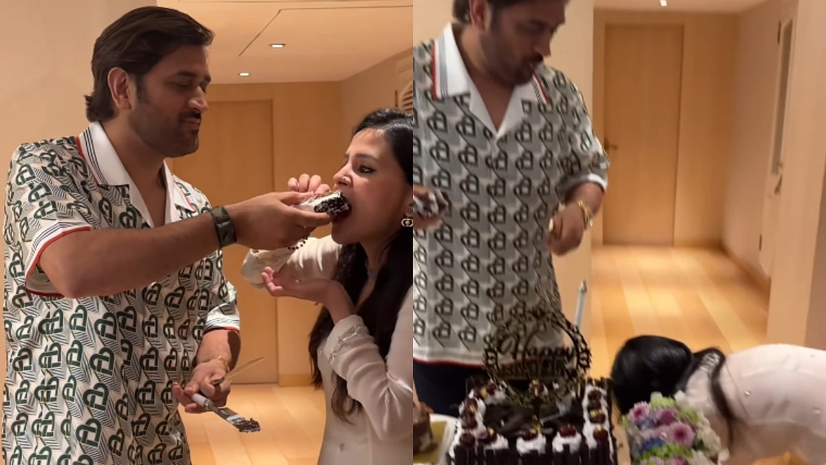 Video: MS Dhoni's Wife Sakshi Singh Cheerfully Touches His Feet As Ex-India Captain Cuts Cake To Ring In 43rd Birthday 