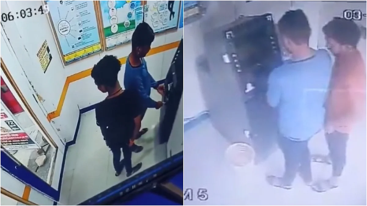 Minor Thieves Caught On CCTV Stealing Money From ATM Using Plastic Strips & Fevicol In Warangal; Arrested | X