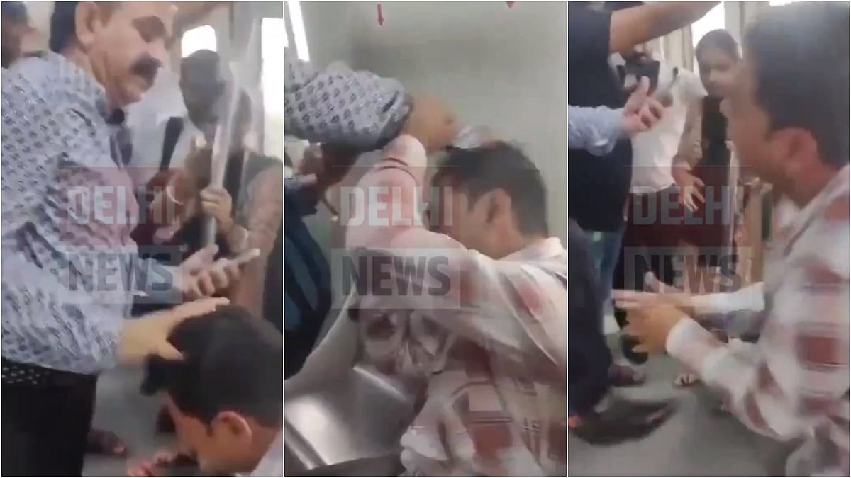 Man Slaps & Kicks Thief Caught Stealing Purse Inside Delhi Metro | X
