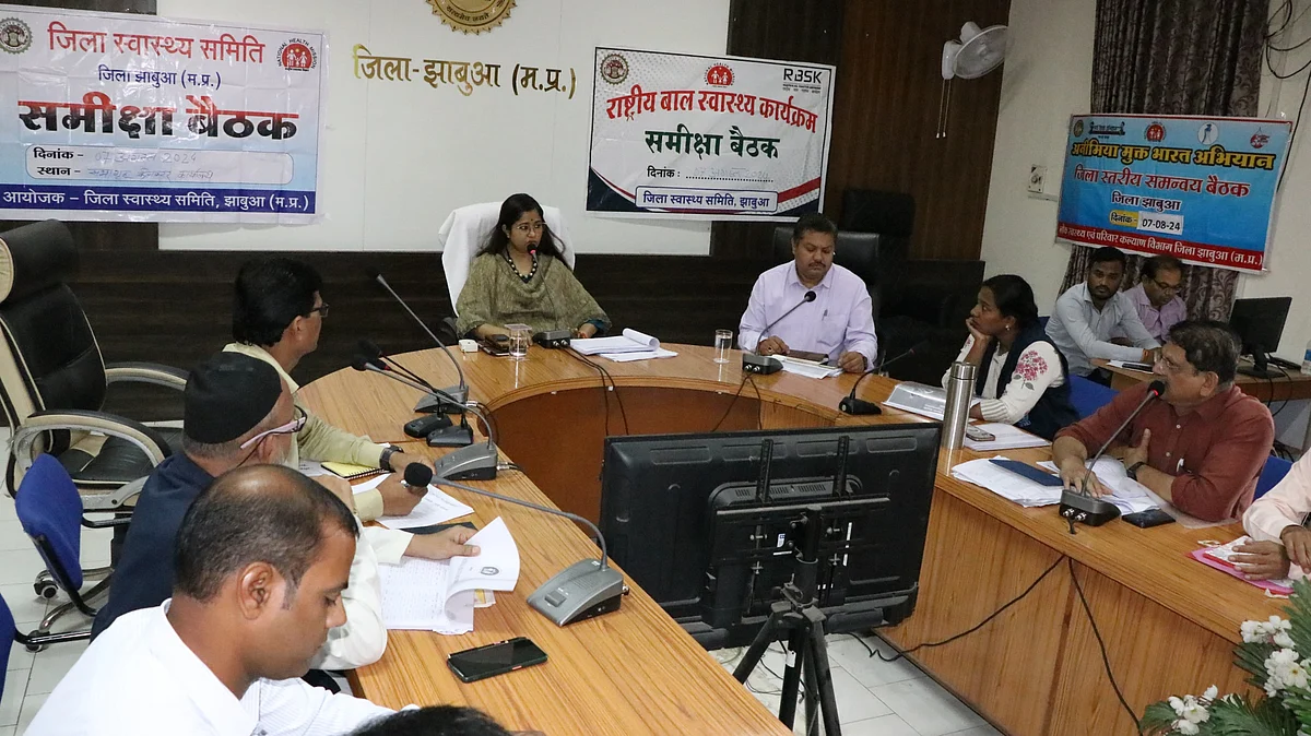 Collector chairs district health committee review meeting. |