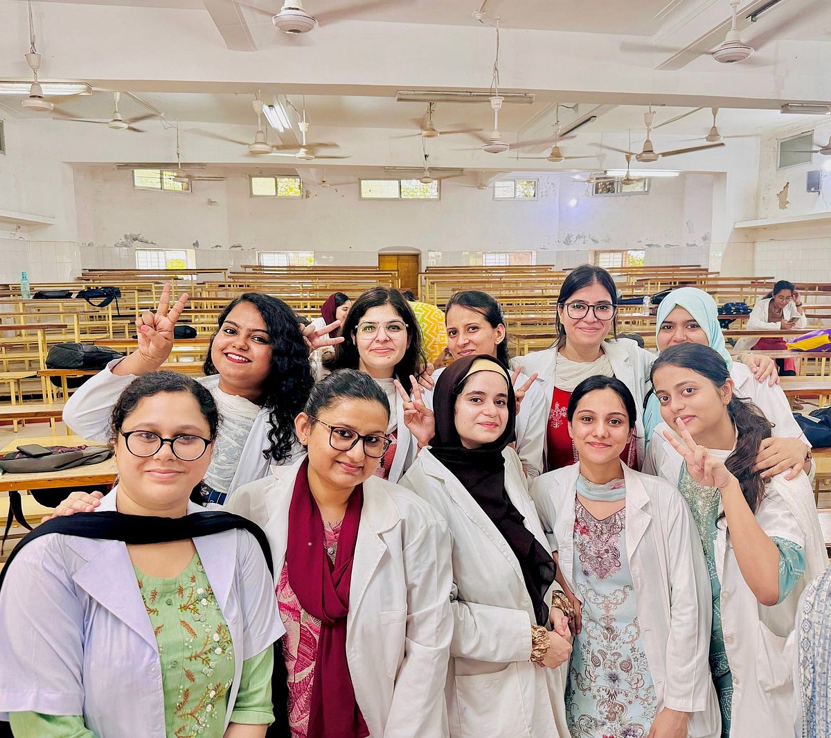 Sabia with Indian students in college |