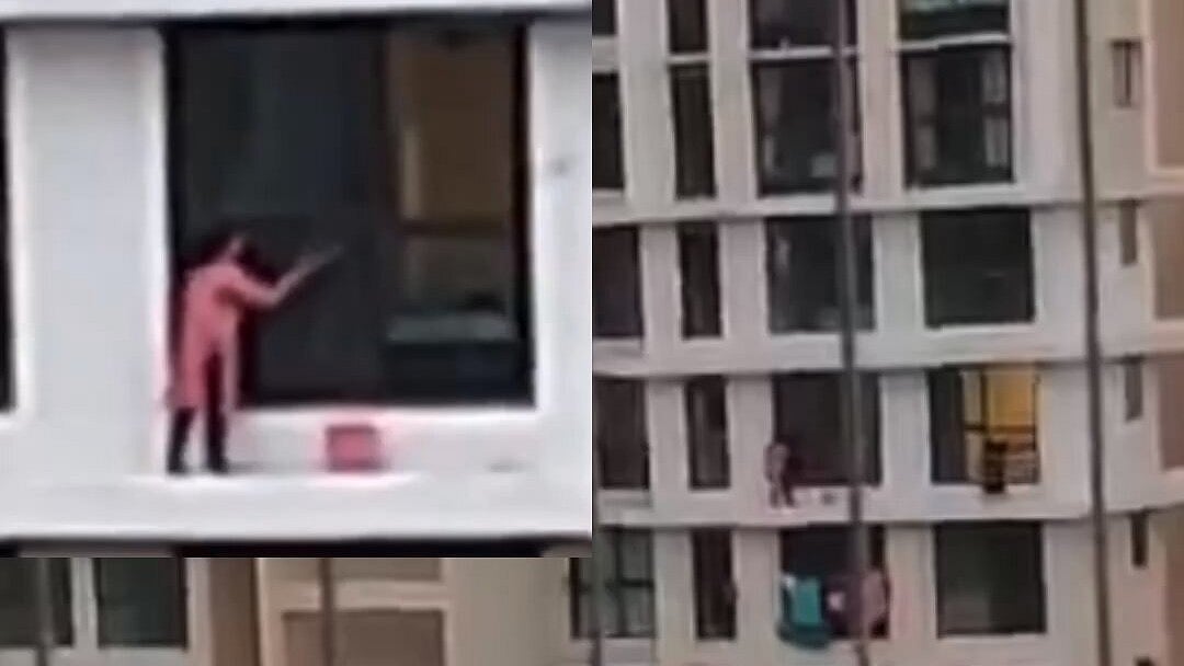 Video Of Woman Standing Outside Window To Clean It Goes Viral | X