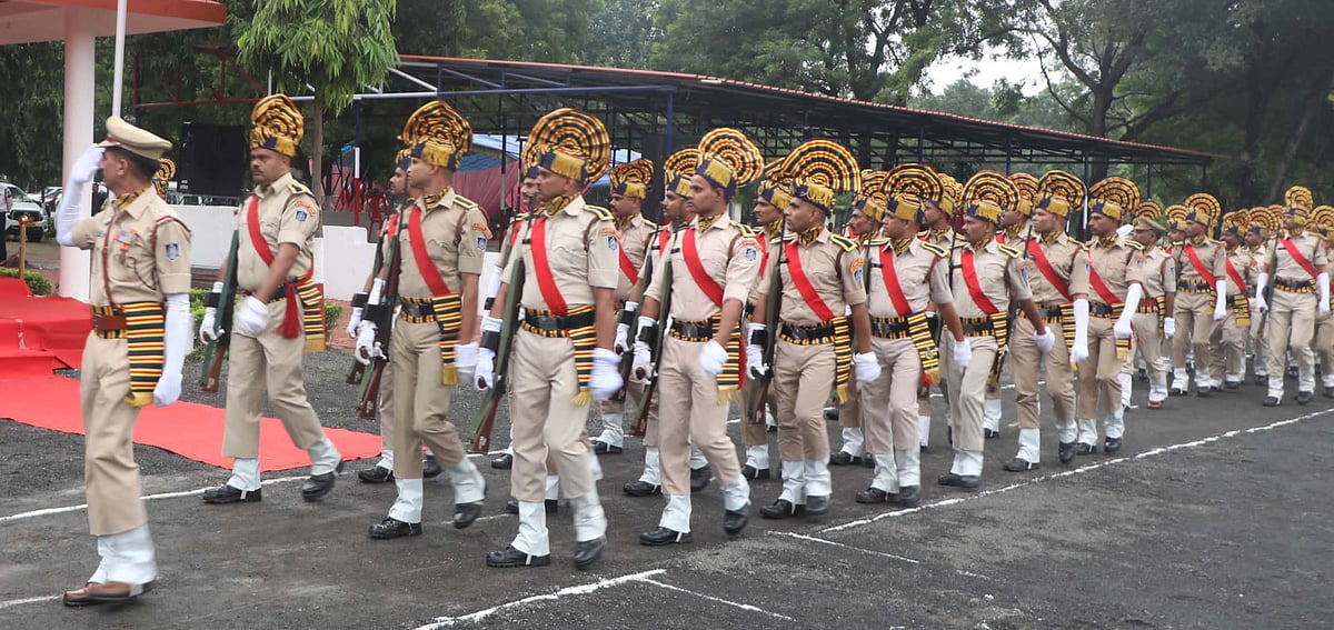 Each step, a tribute and each salute, a vow to the nation
Photo Caption: Echoes of patriotism filled the air as the final rehearsal for the Independence Day parade took place at the 15th Battalion ground on Tuesday | Pintu Namdev