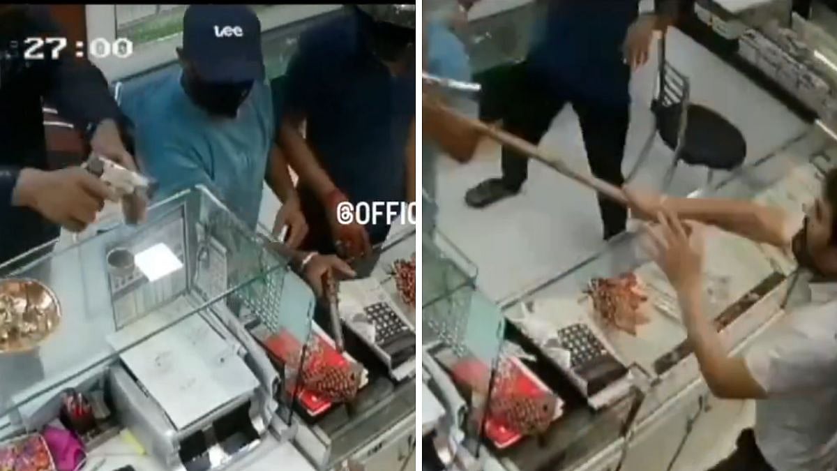 Thane News: Brave Jewellery Shop Staffer Scares Off Armed Robbers With Rod In Balkum, Dramatic Video Surfaces | 