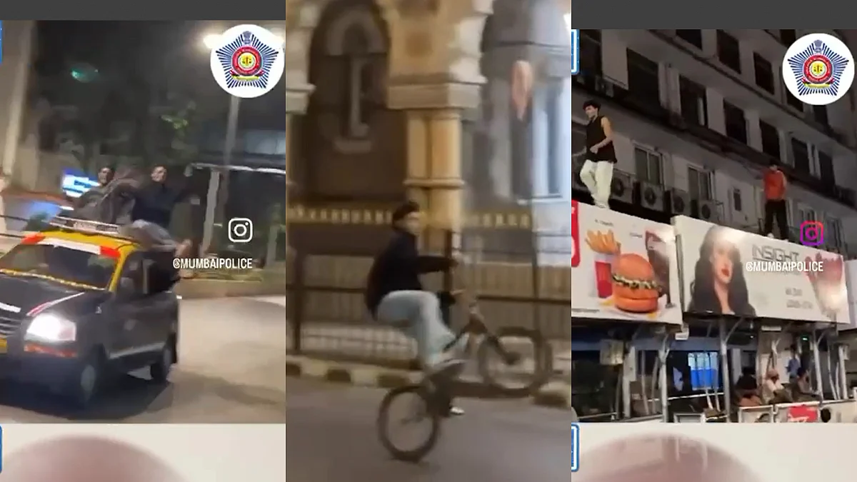 Mumbai: 20-Year-Old Chembur Youth Detained For Performing Dangerous Bicycle Stunts On CSMT Road, Uploading Videos On Social Media | X