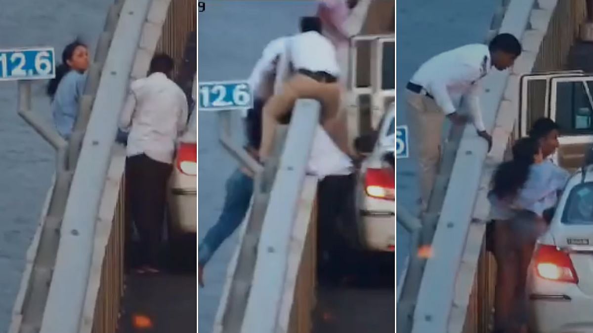 Navi Mumbai: Woman Tries To End Life By Jumping Off Atal Setu, Gets Saved By Cops As She Dangles From Bridge In Dramatic Rescue; VIDEO